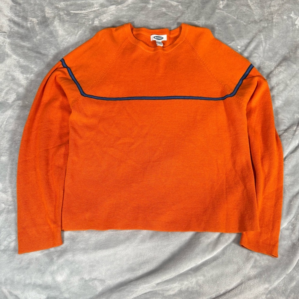 Vintage Old Navy Stripe Sweater Mens M Fits Short Surf Skater Y2K Orange